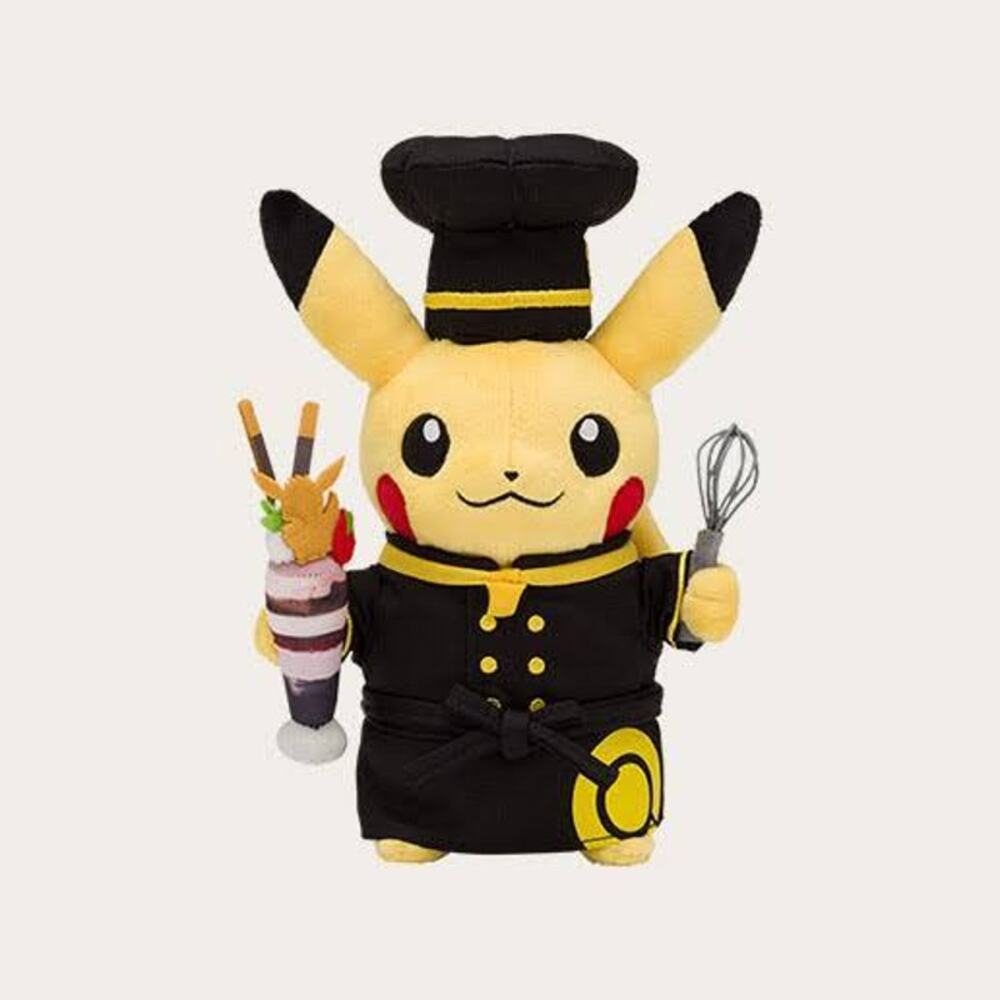 Pokémon Center Pokémon Cafe Japan Exclusive Black Chef Pikachu Plush